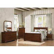 Abbeville Sleigh 4PC SET (QB+NS+DR+MR) - Brown Cherry